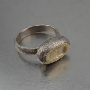 Hadar Designers Handmade 9k Yellow Gold 925 Sterling Silver Ring size 8 () SALE