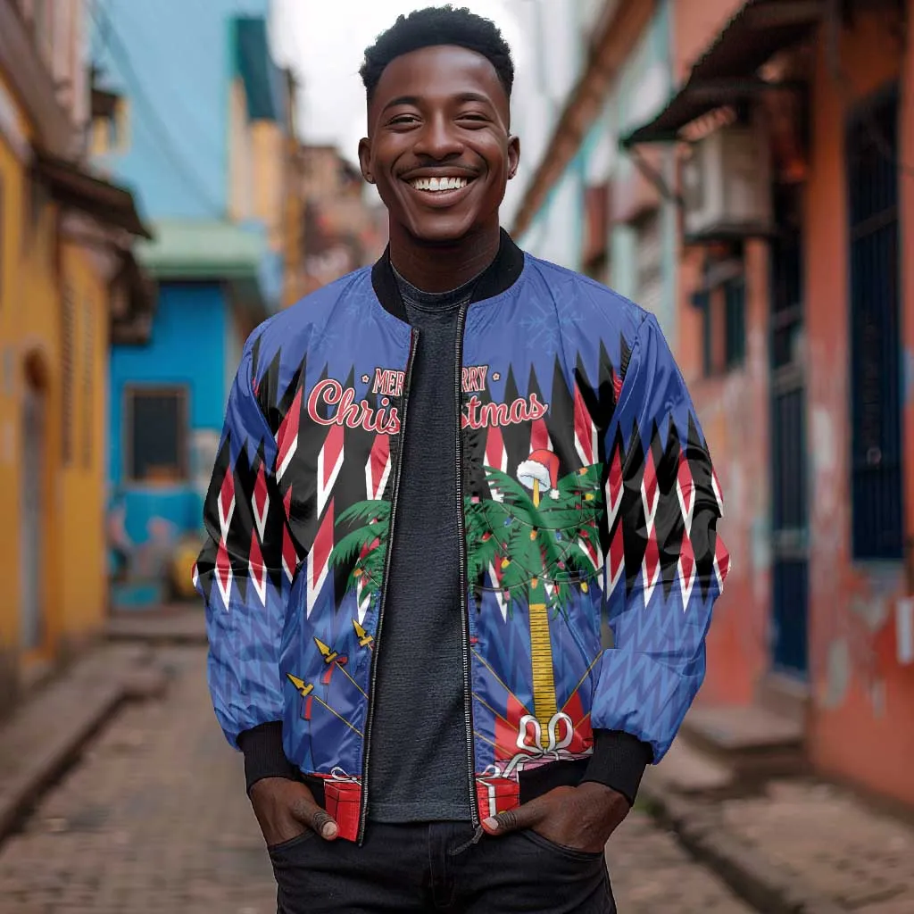 Haiti Afro Christmas Personalized Bomber Jacket Festive Vibes LT7