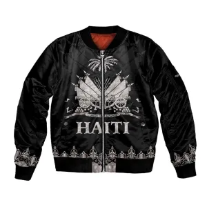 Haiti Neg Marron Sleeve Zip Bomber Jacket Hope is Nothing Without Action - Silver LT01