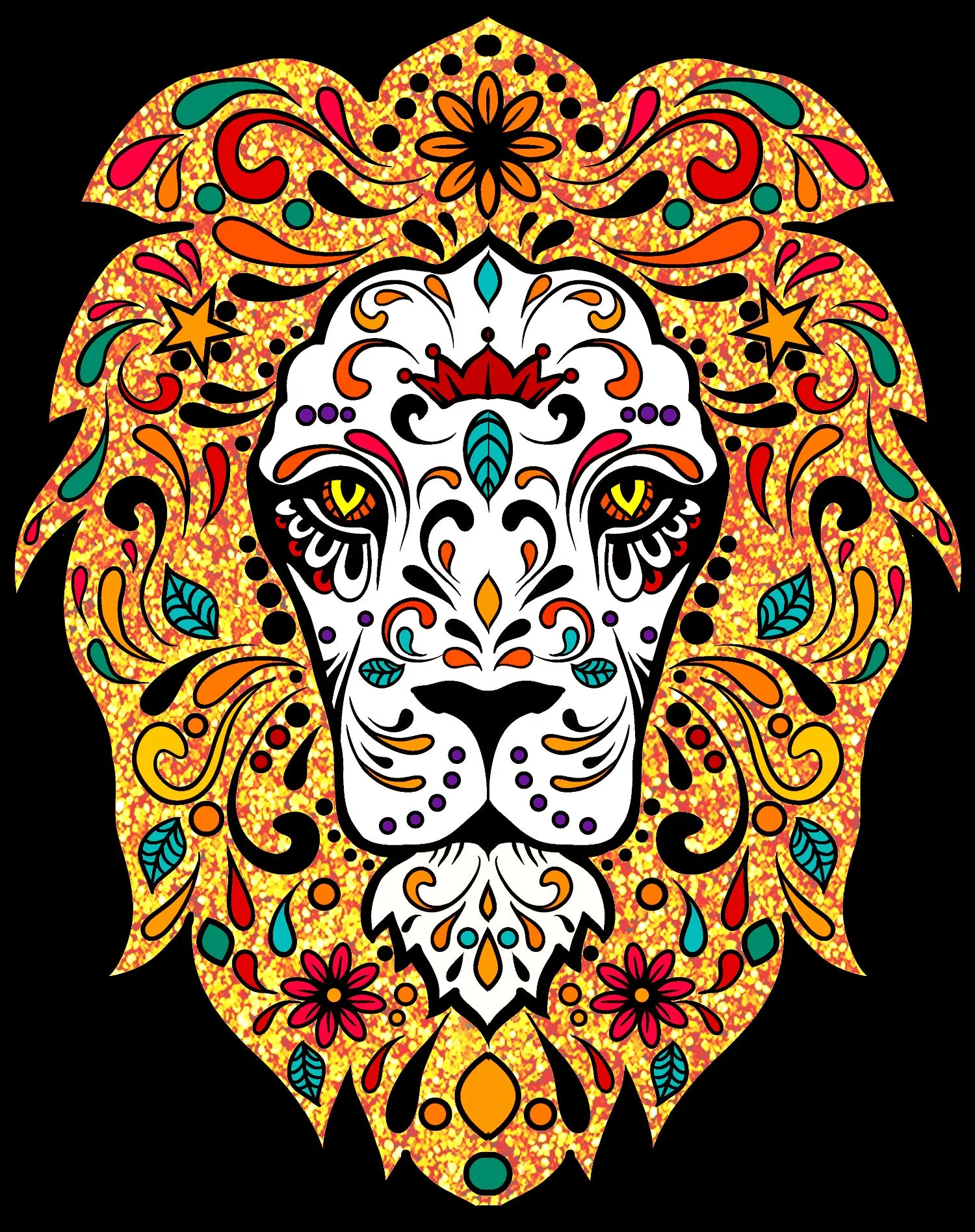 Halloween Day Of The Dead Calavera Lion Sugar Skull Bling Official Kid's T-shirt