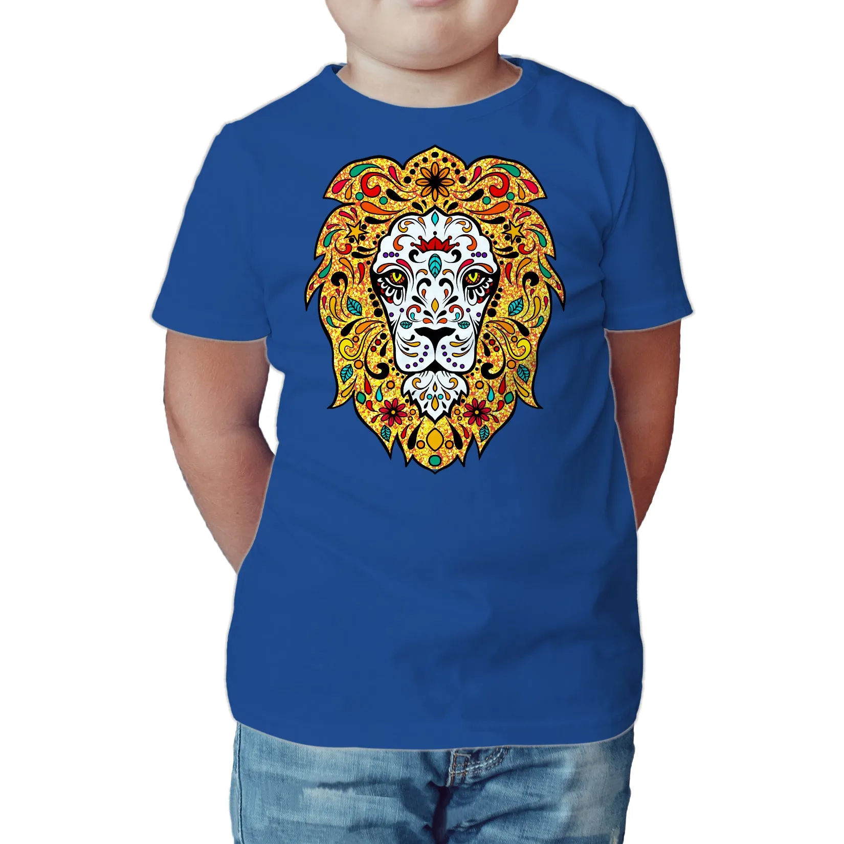 Halloween Day Of The Dead Calavera Lion Sugar Skull Bling Official Kid's T-shirt