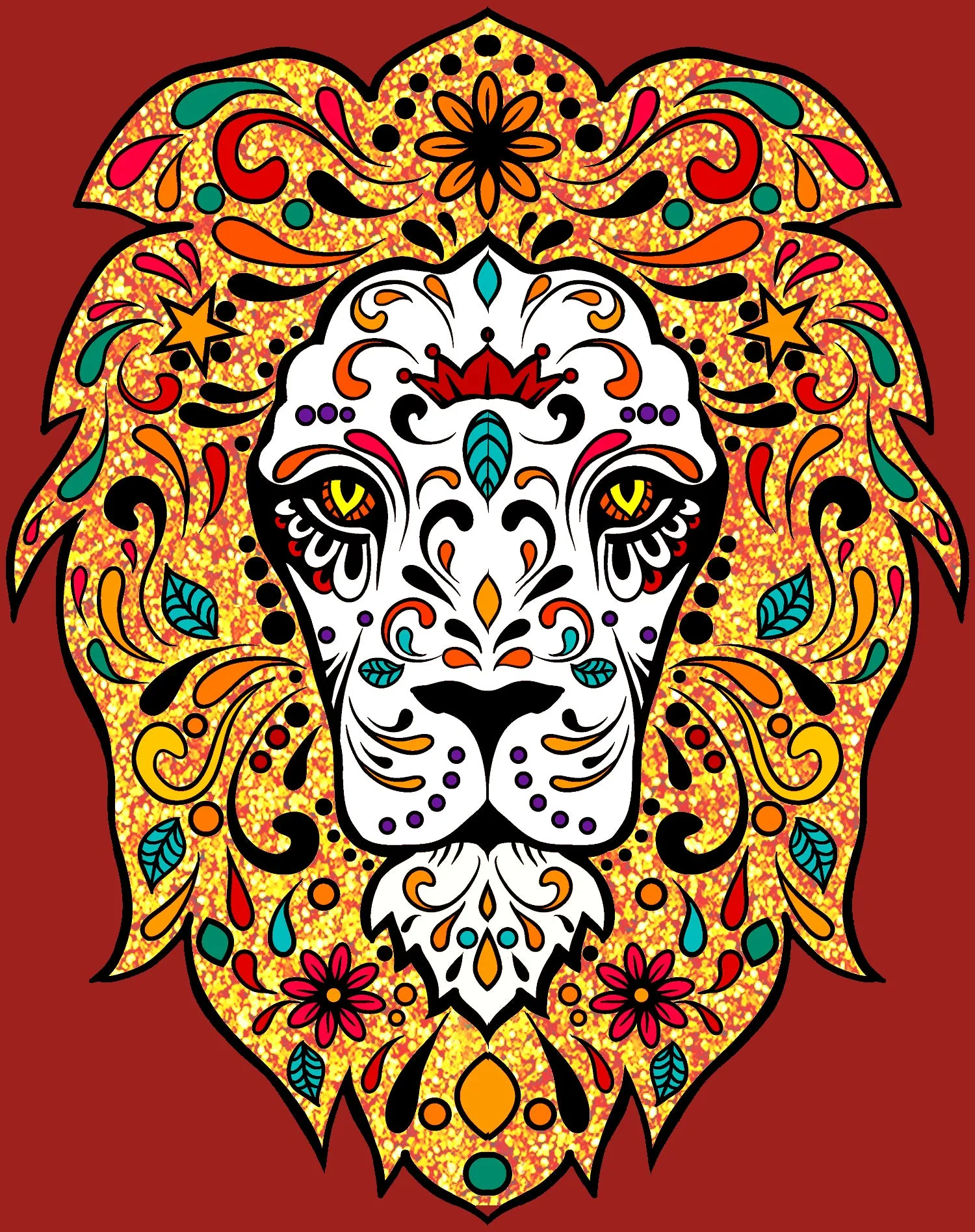 Halloween Day Of The Dead Calavera Lion Sugar Skull Bling Official Kid's T-shirt