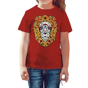Halloween Day Of The Dead Calavera Lion Sugar Skull Bling Official Kid's T-shirt