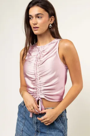 Hammered Satin Drawstring Top
