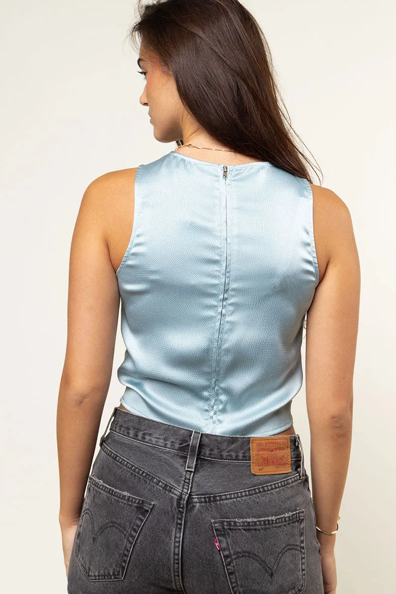 Hammered Satin Drawstring Top