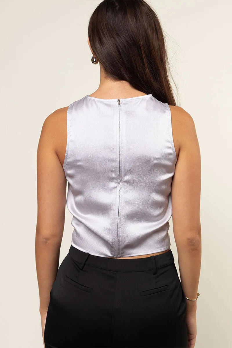 Hammered Satin Drawstring Top
