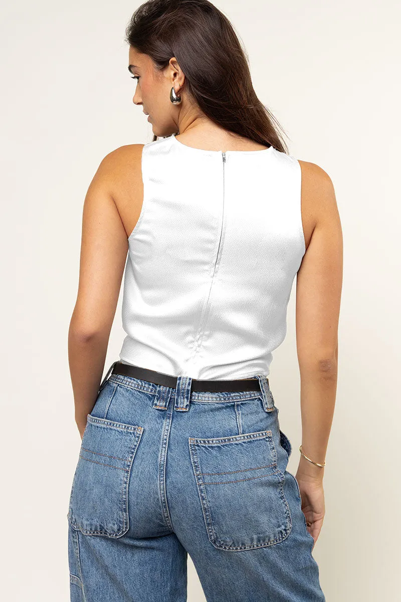Hammered Satin Drawstring Top