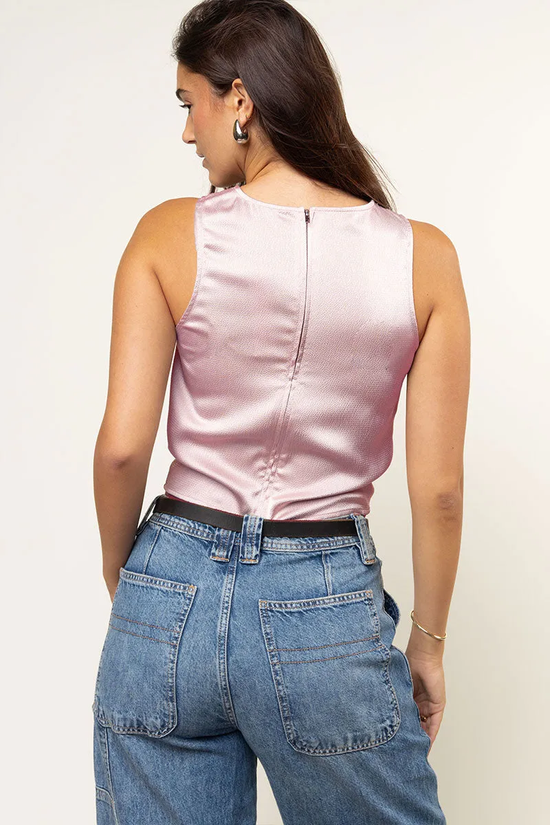 Hammered Satin Drawstring Top