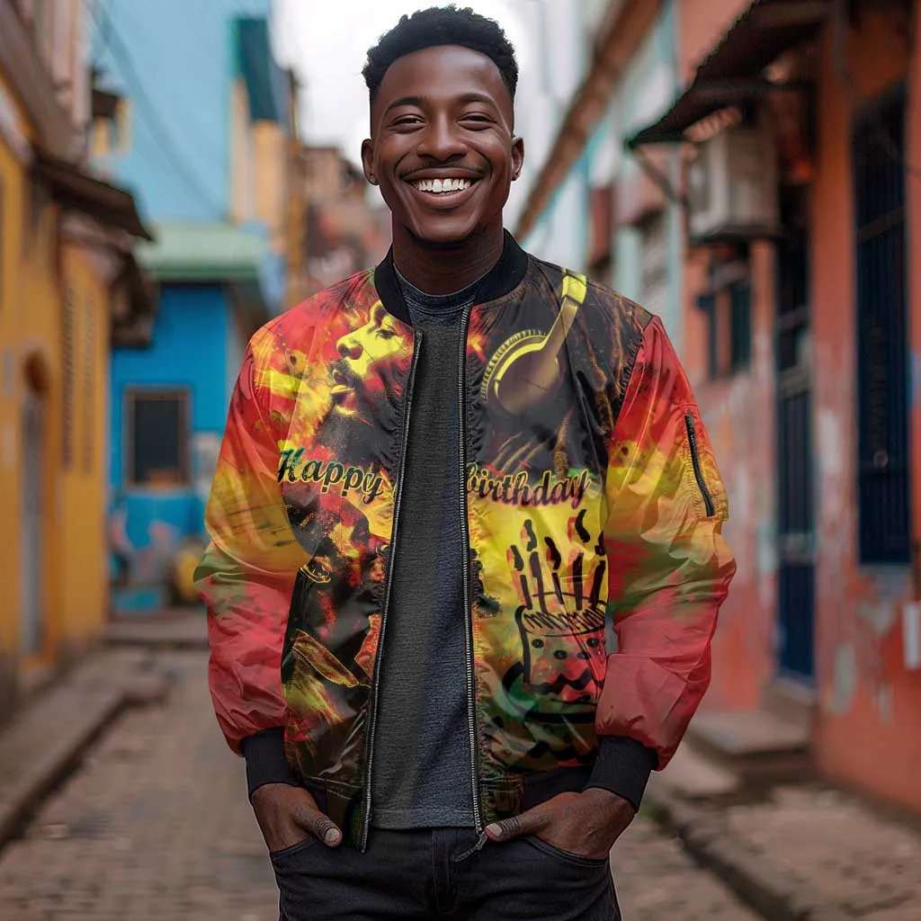 Happy Birthday King of Reggae Sleeve Zip Bomber Jacket LT9