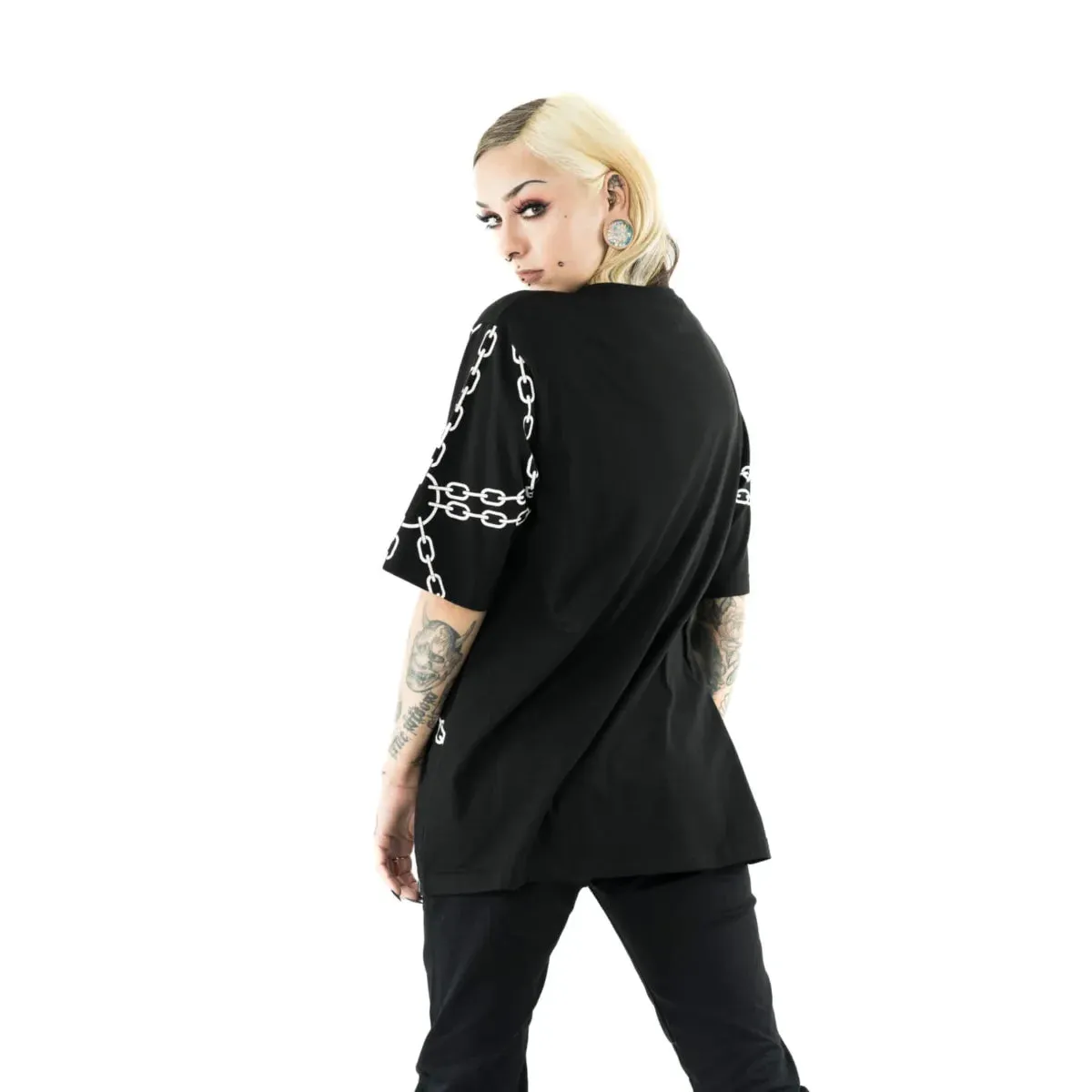 Heartless Enchained Top Oversized T-Shirt - Chain Print