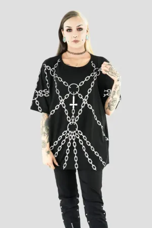 Heartless Enchained Top Oversized T-Shirt - Chain Print