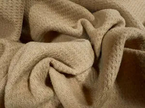 Heavyweight textured wool fabric, per metre - plain - camel