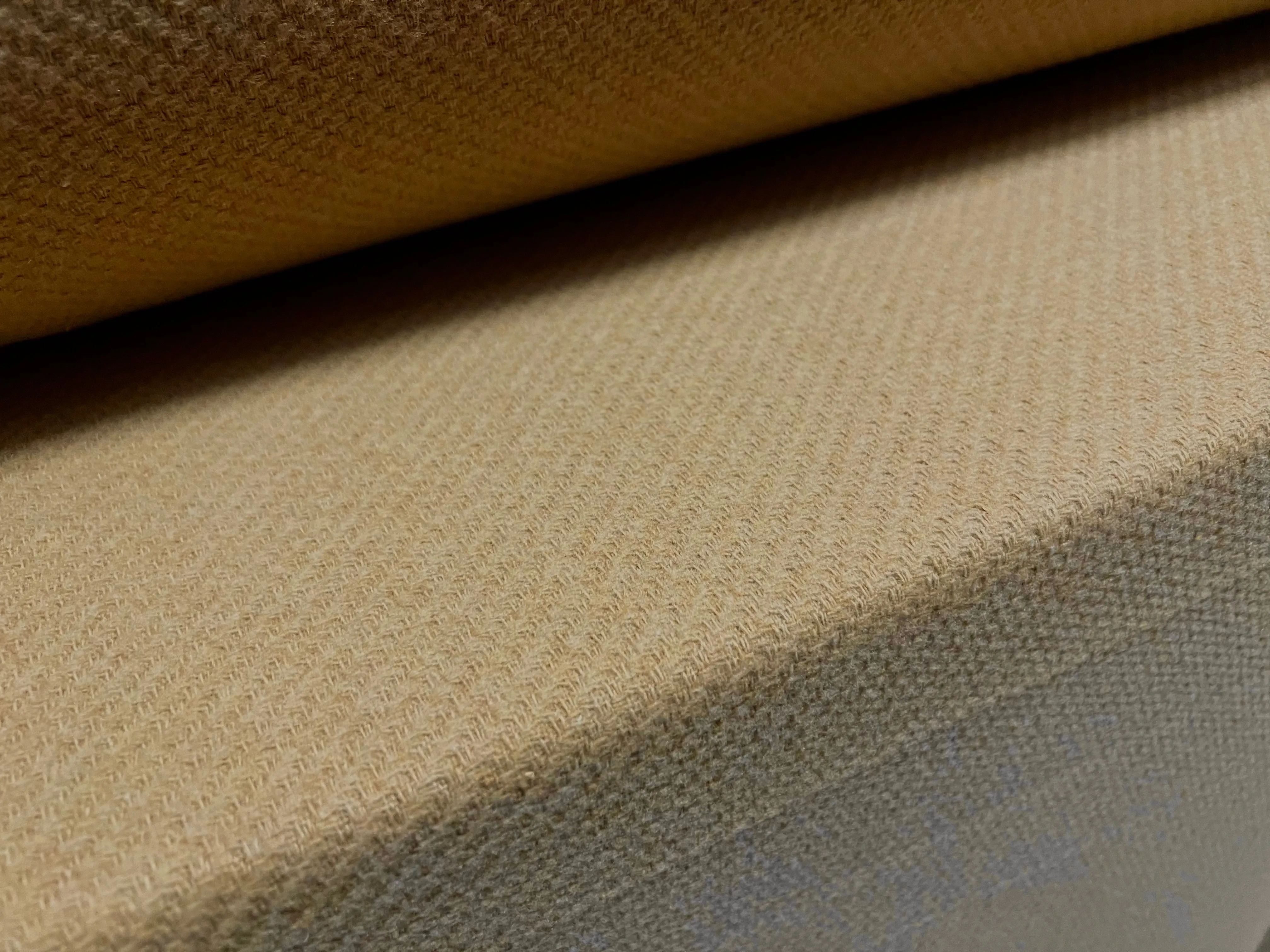 Heavyweight textured wool fabric, per metre - plain - camel