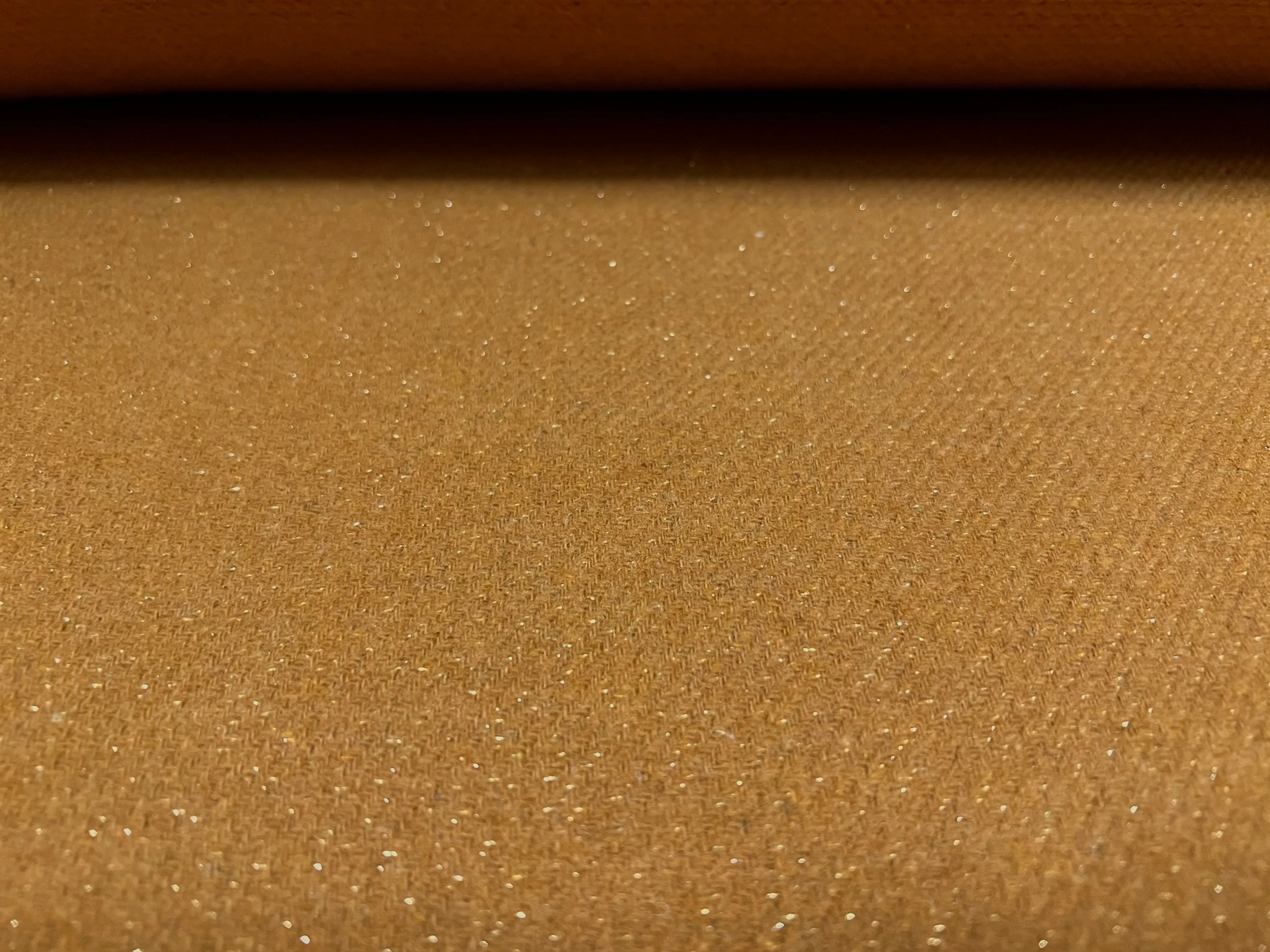 Heavyweight textured wool fabric, per metre - plain with lurex sparkle - mustard & gold