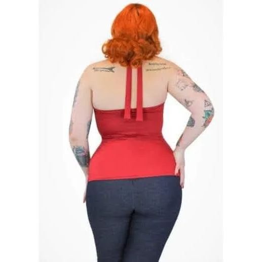 Hemet Criss Cross Halter Top in Red