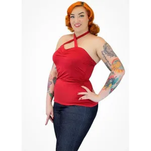 Hemet Criss Cross Halter Top in Red