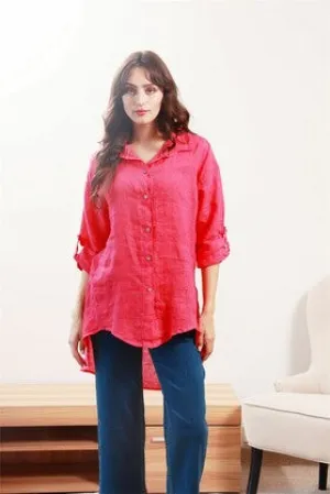 Hi Lo Hot Pink Linen Shirt By Wednesday Lulu