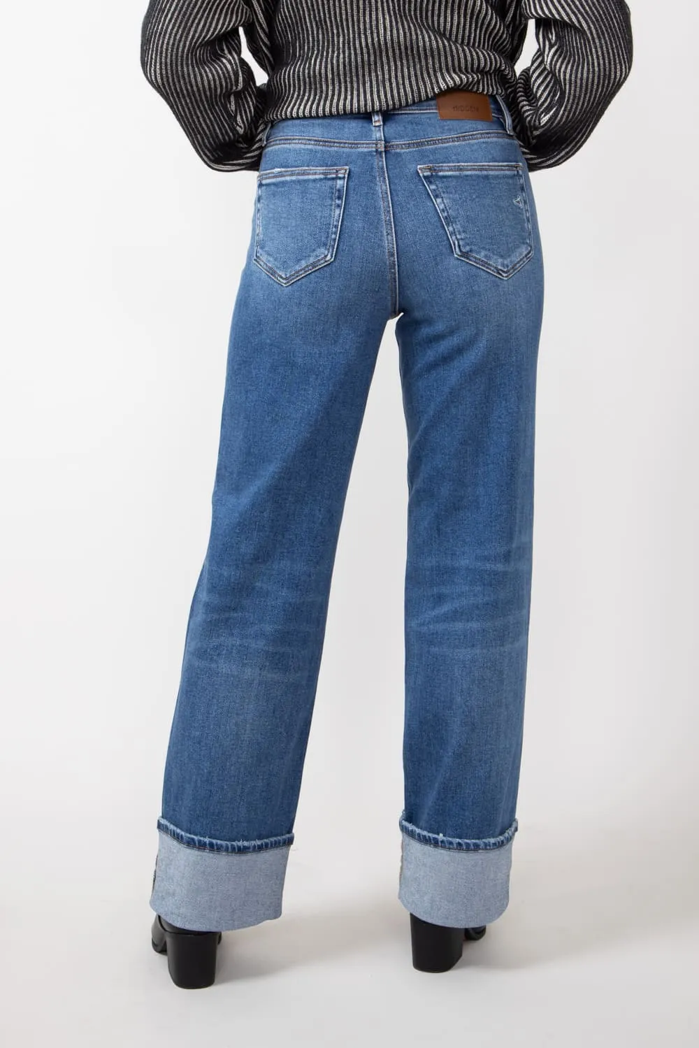 Hidden High Rise Cuffed Dad Jeans for Women | HD9313D-DK