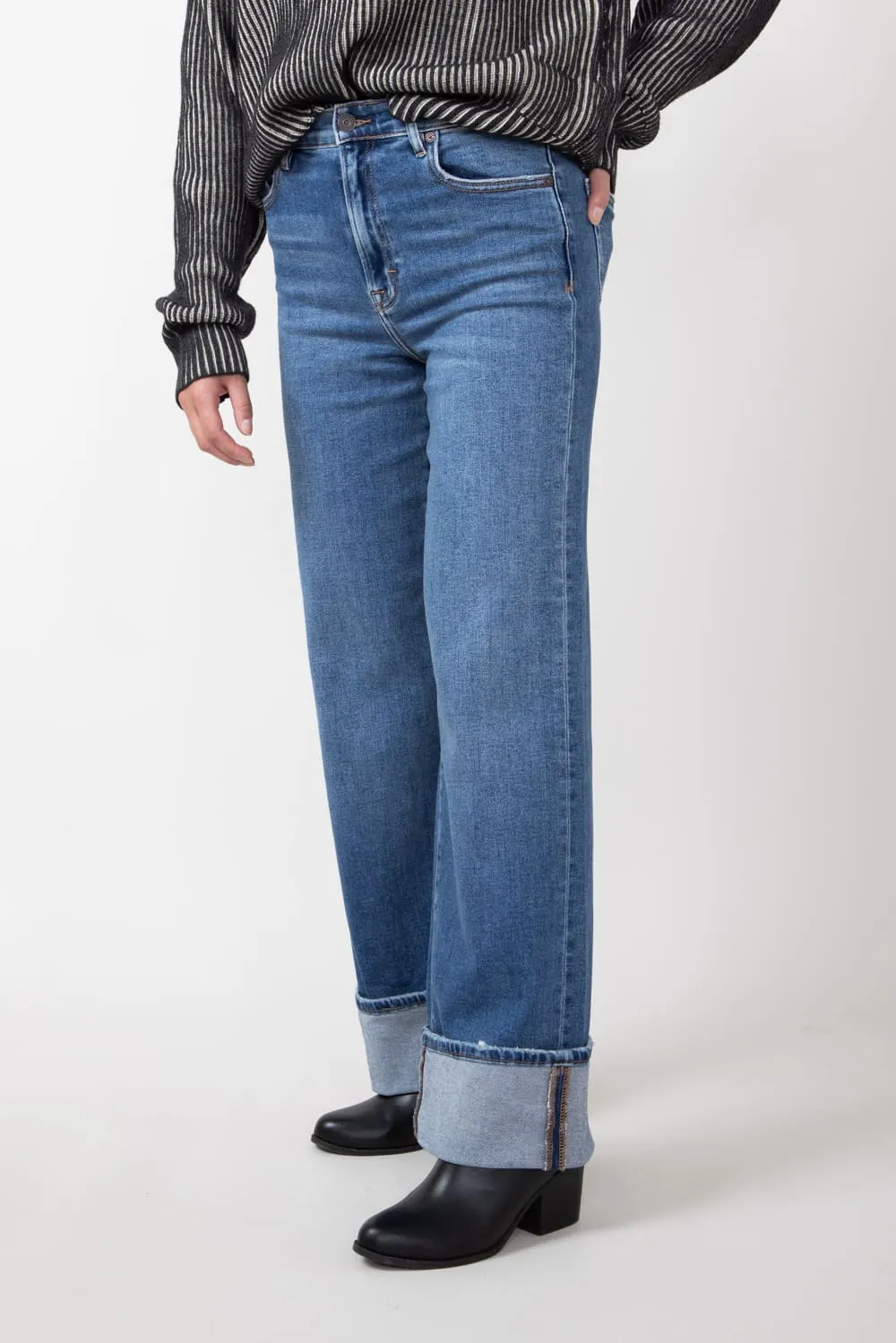 Hidden High Rise Cuffed Dad Jeans for Women | HD9313D-DK