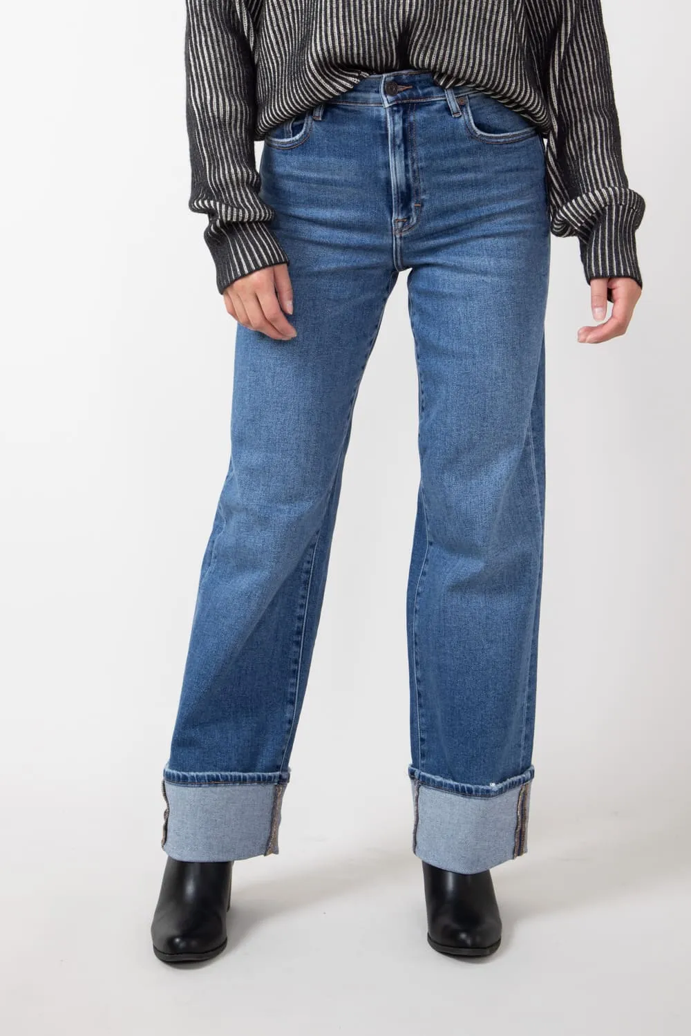 Hidden High Rise Cuffed Dad Jeans for Women | HD9313D-DK