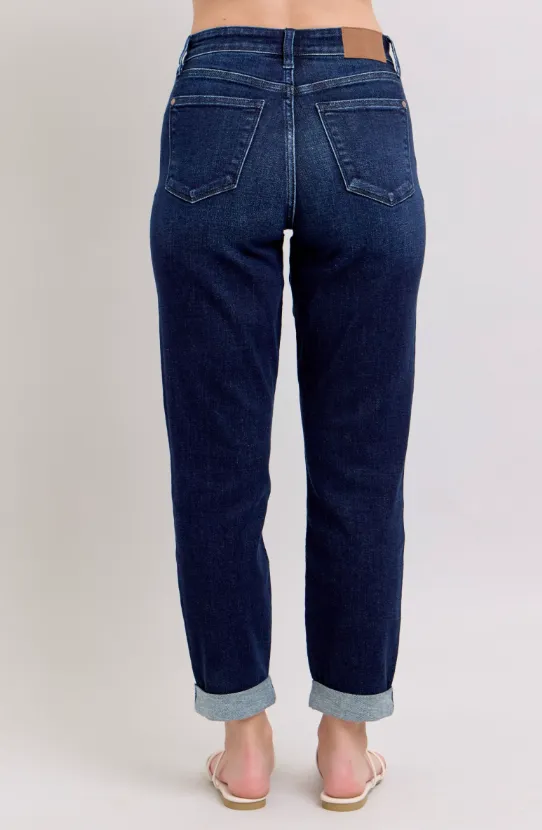High Waist Dark  Boyfriend Jean