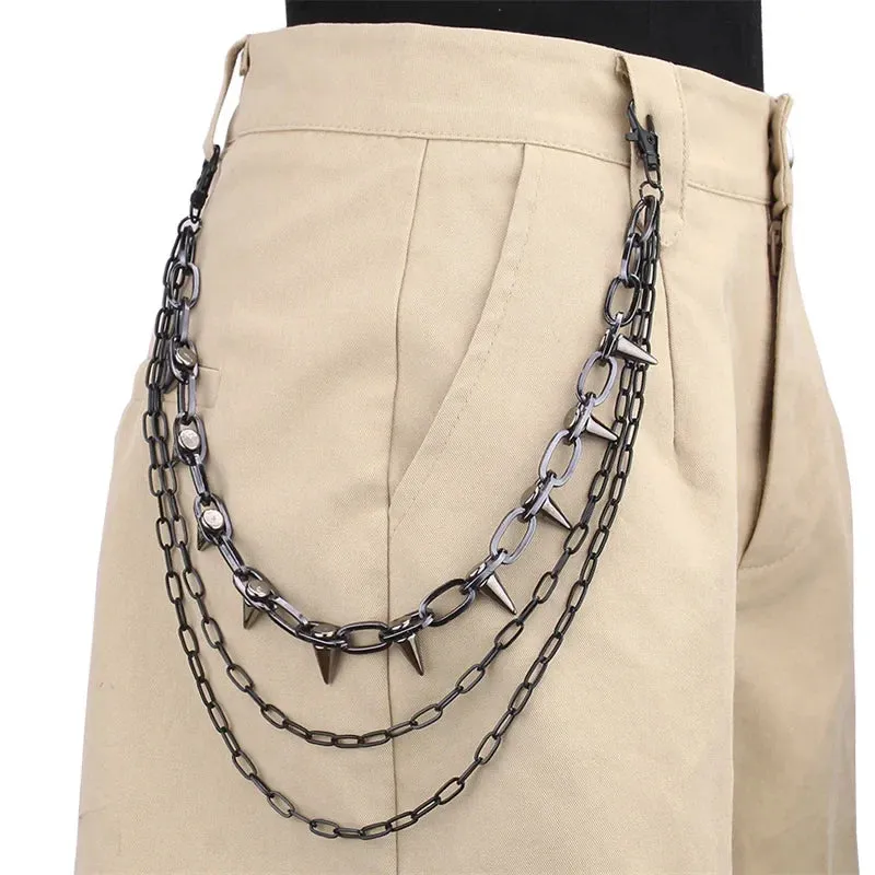 Hip-hop Punk Metal Rivets Pants Chain Multi-layer Waist Chain Dress Up Pants Hundred With Jewelry