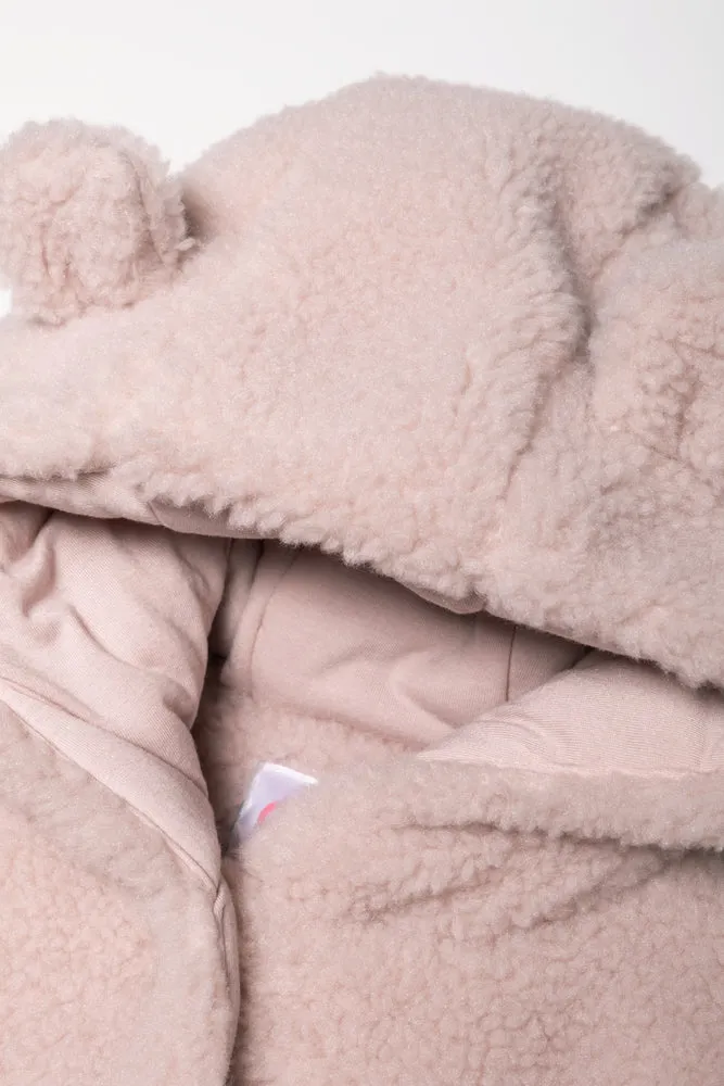 Hooded Button Through Coat Pink