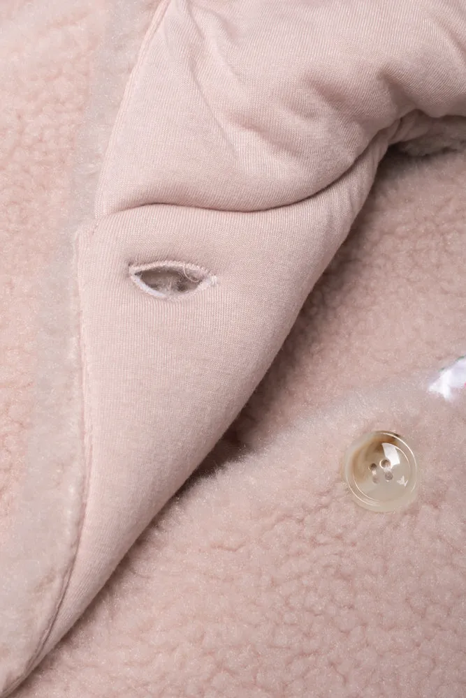 Hooded Button Through Coat Pink