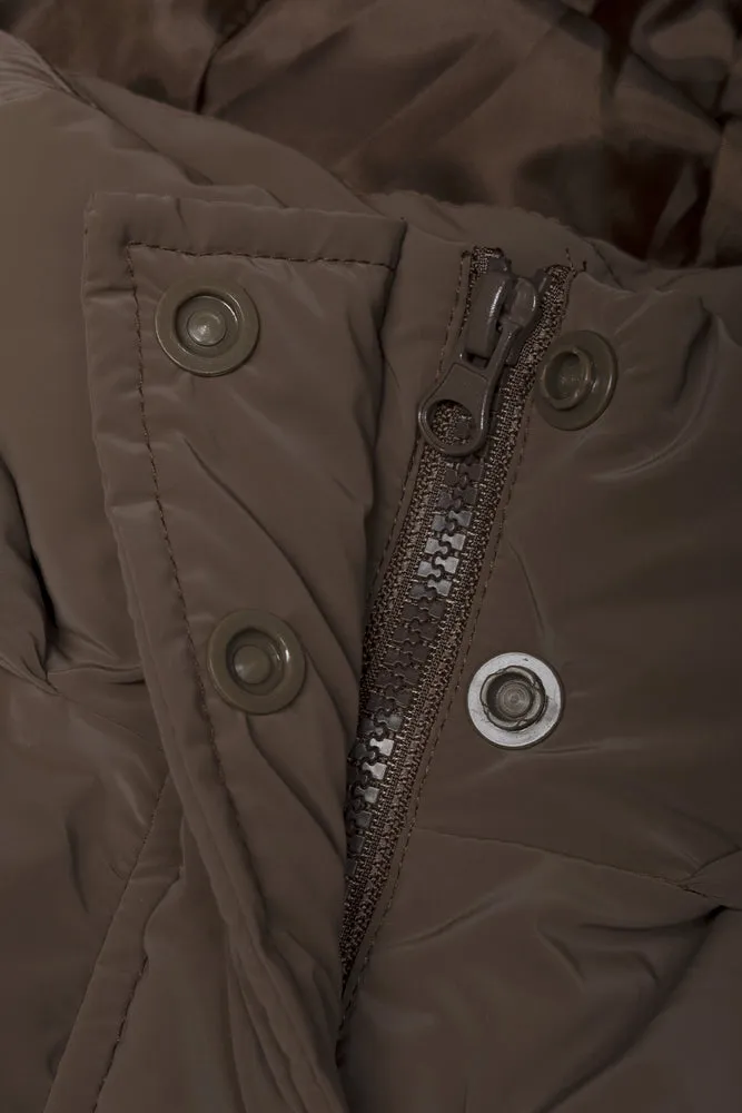 Hooded Puffer Jacket Brown