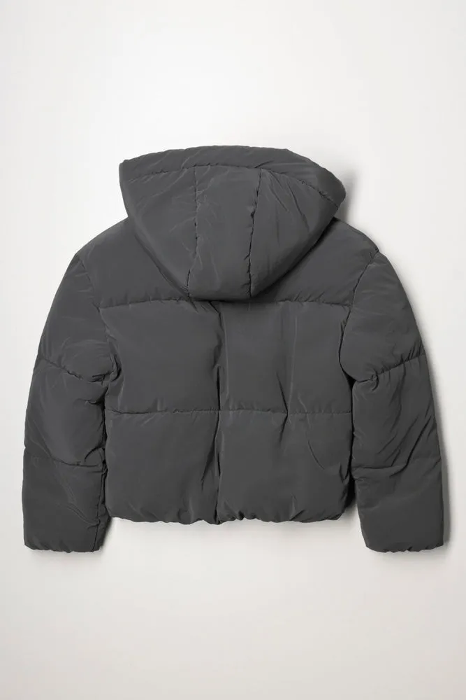 Hooded Puffer Jacket Dark Grey