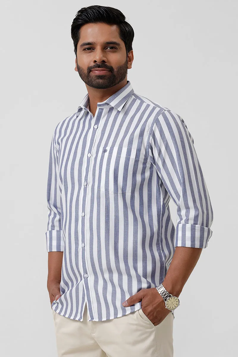 Hopper Stripes - Blue With White Casual Shirts For Men | Ariser