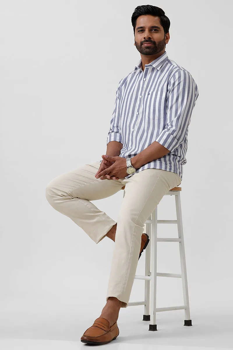 Hopper Stripes - Blue With White Casual Shirts For Men | Ariser