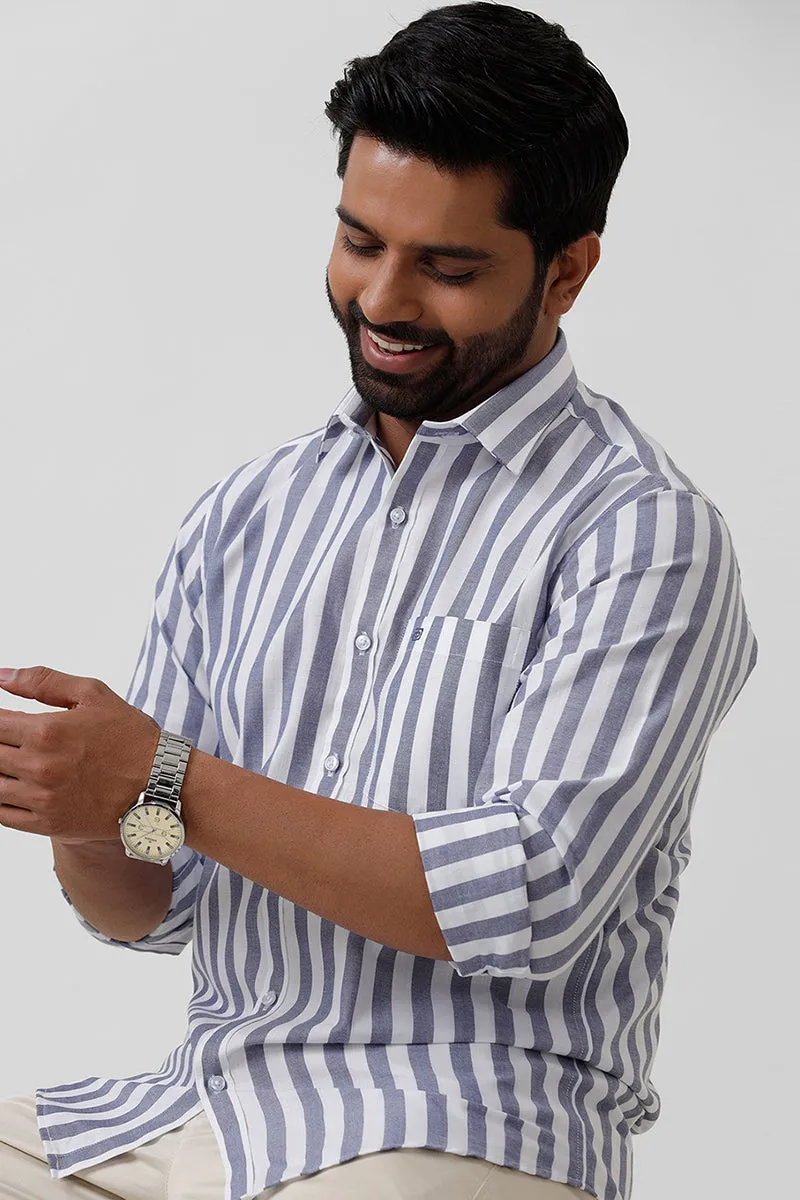 Hopper Stripes - Blue With White Casual Shirts For Men | Ariser