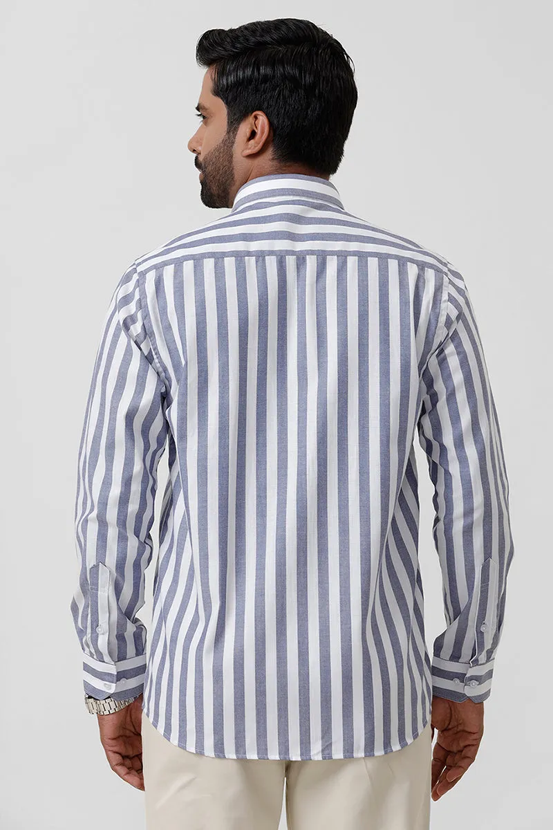 Hopper Stripes - Blue With White Casual Shirts For Men | Ariser