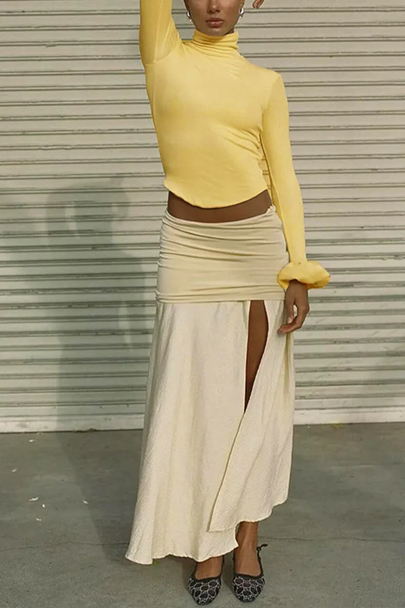 HTT1194 Fuzzy Cuff Turtleneck Top