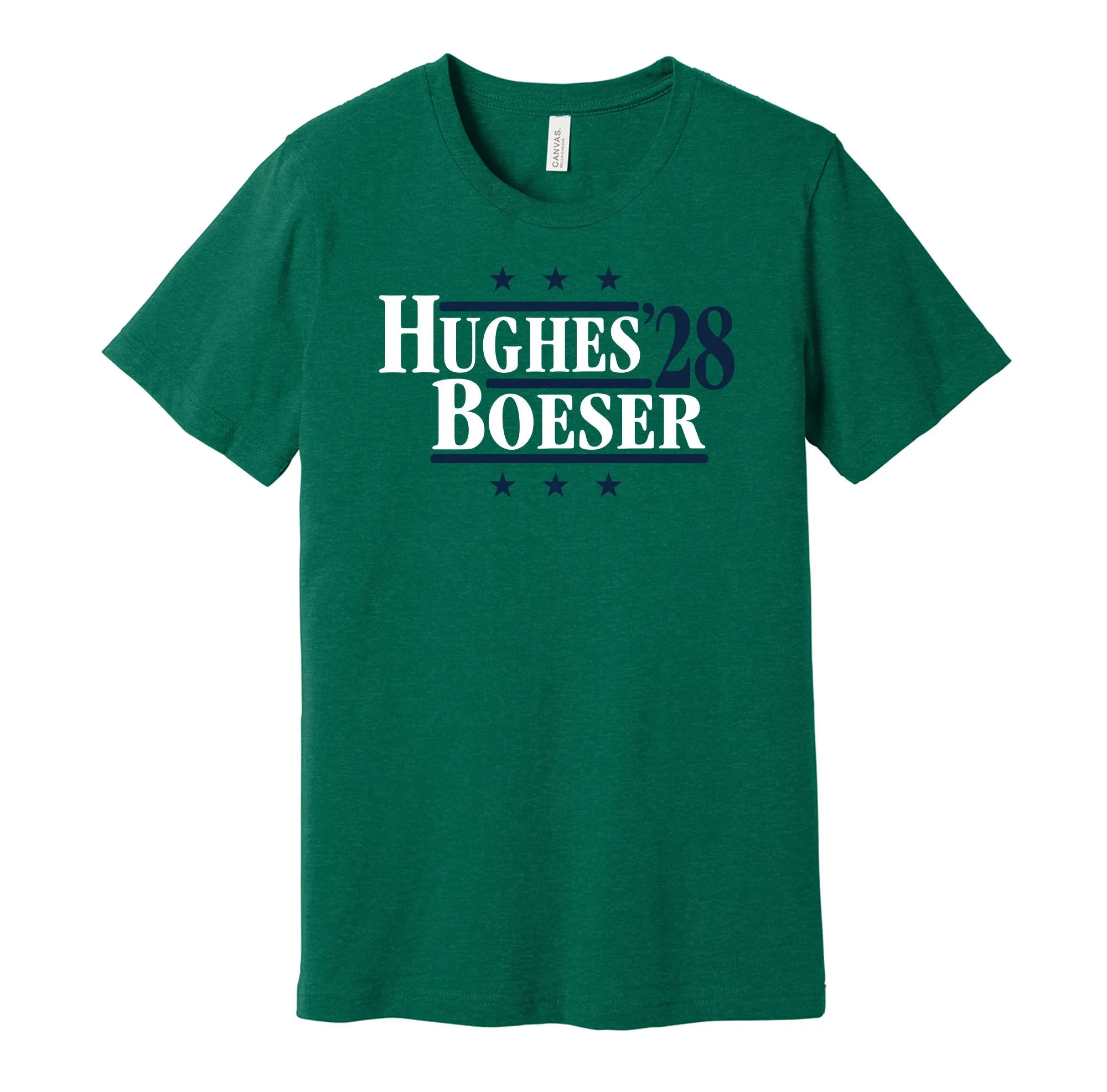 Hughes & Boeser '28 - Vancouver Hockey Political Campaign Parody T-Shirt - Hyper Than Hype Shirts