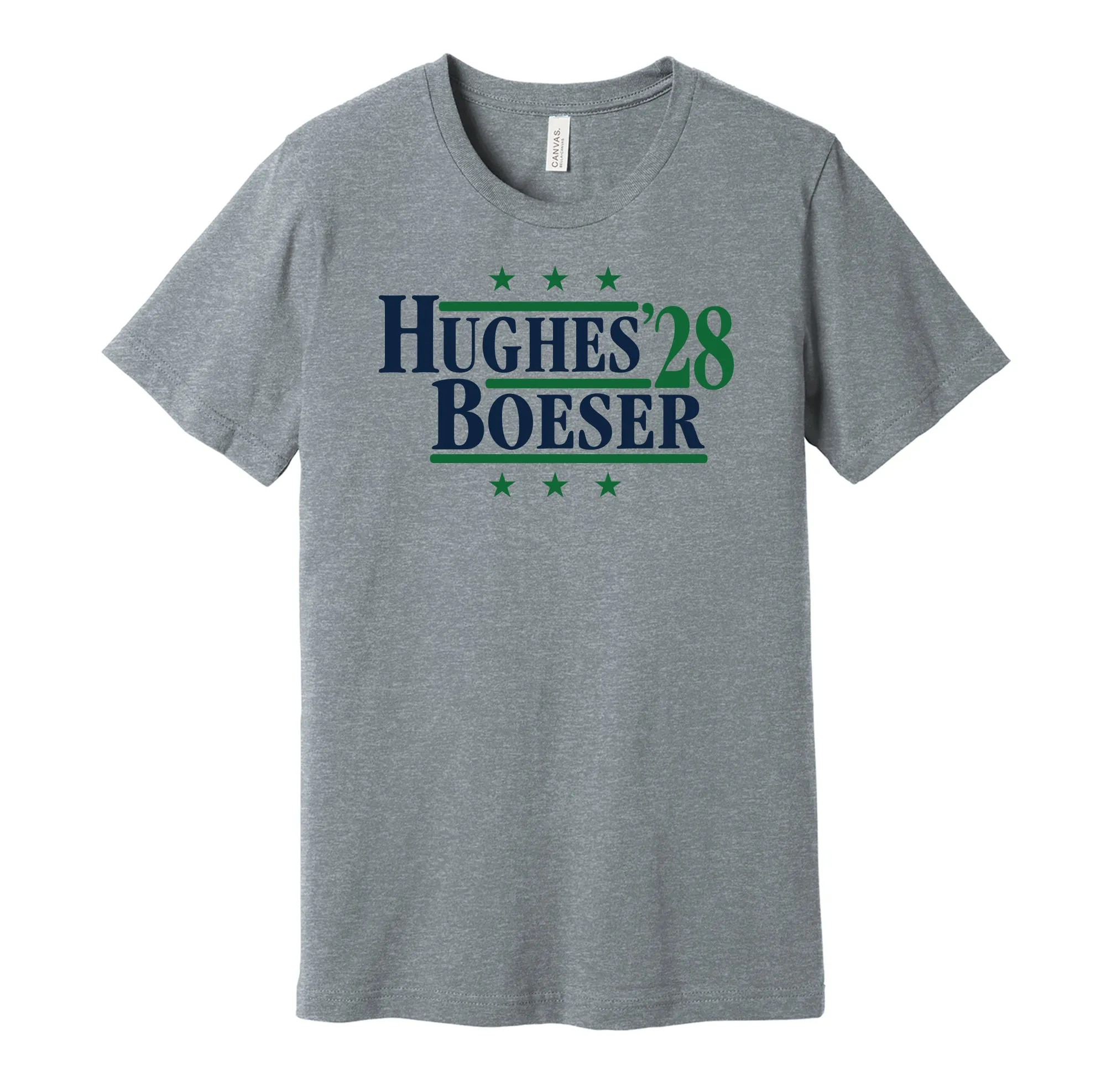 Hughes & Boeser '28 - Vancouver Hockey Political Campaign Parody T-Shirt - Hyper Than Hype Shirts