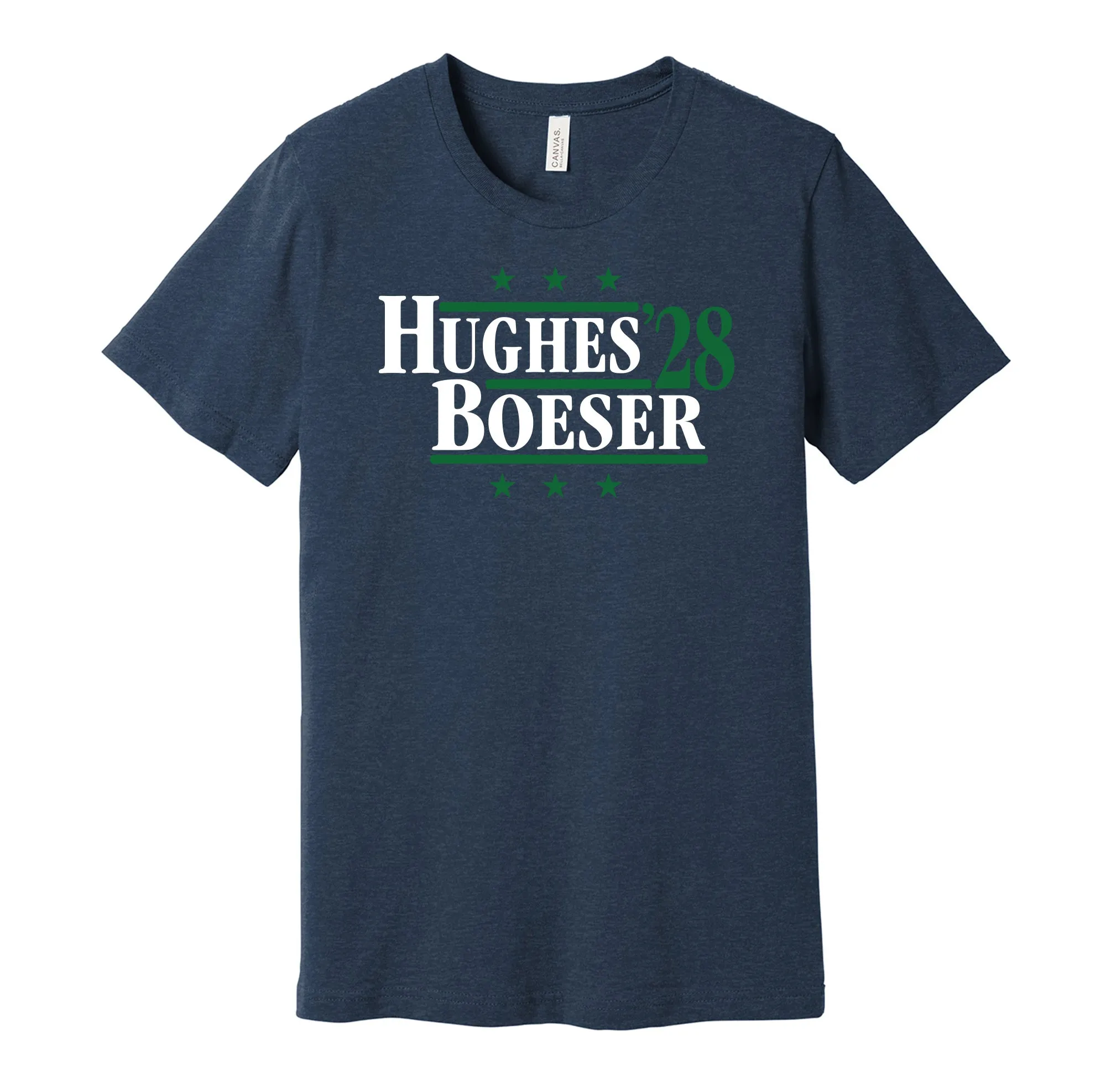 Hughes & Boeser '28 - Vancouver Hockey Political Campaign Parody T-Shirt - Hyper Than Hype Shirts