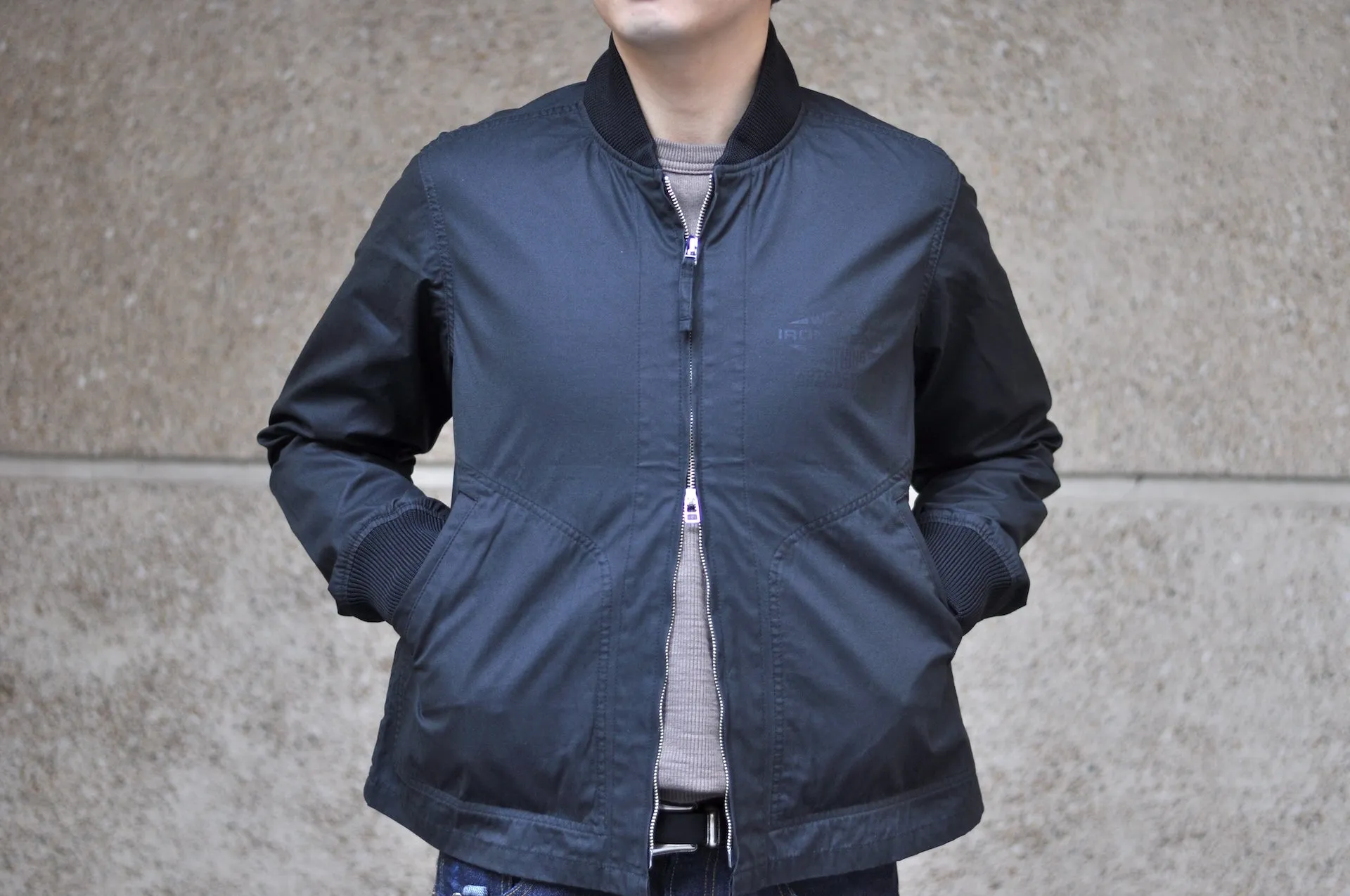 Iron Heart 7oz Rubber Wax Coated Weather Cloth Windbreaker (Black)