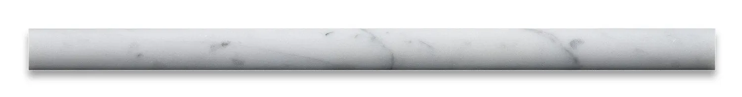 Italian Carrara White Marble Polished 3/4 X 12 Bullnose Liner Trim - Lot of 50 Pcs.