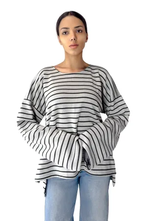 Ivory Bella Striped Oversized Pullover