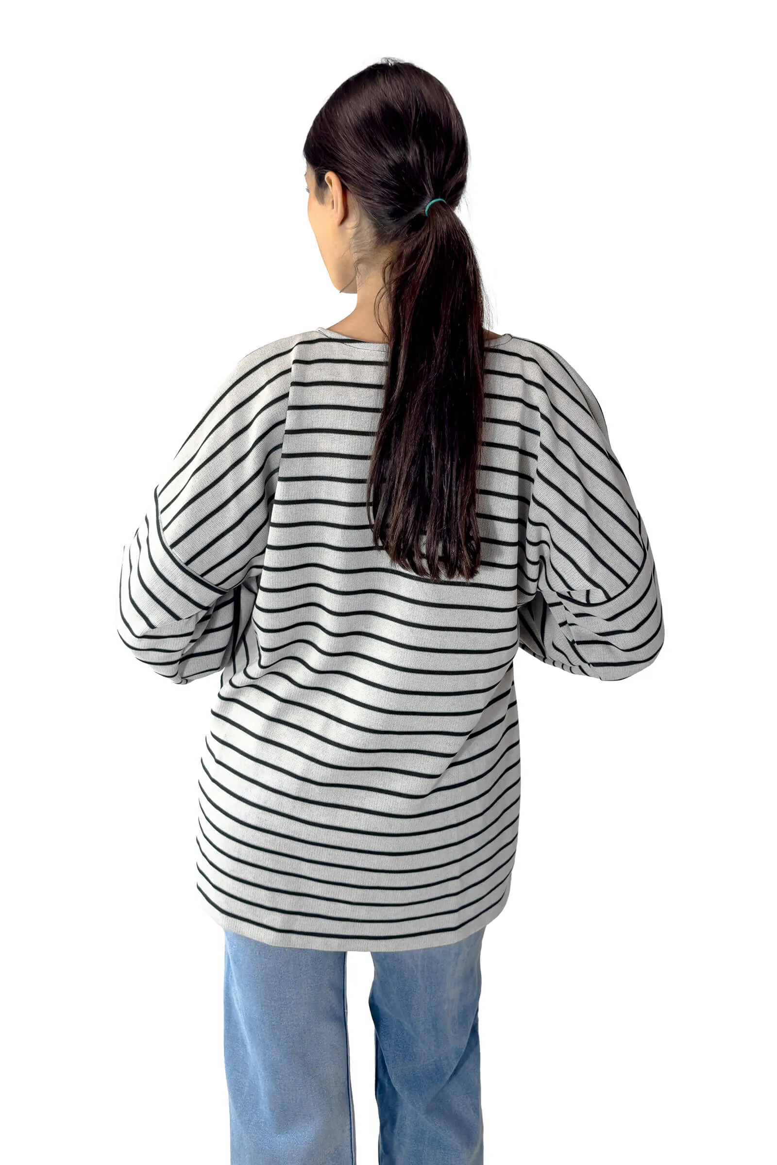 Ivory Bella Striped Oversized Pullover