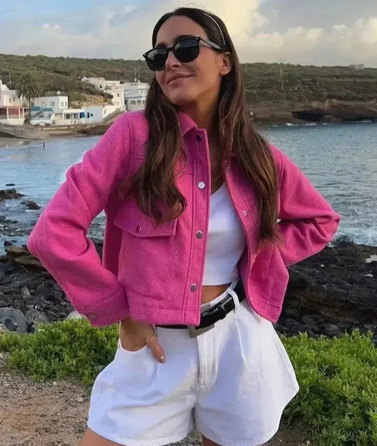 Jackets Womens Autumn Fashion Solid Front Pockets Button Long Sleeve Jacket Elegant Woman Casual Outerwear Coat