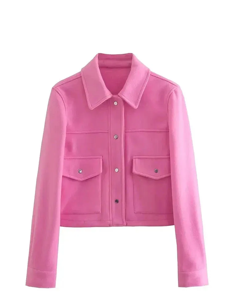Jackets Womens Autumn Fashion Solid Front Pockets Button Long Sleeve Jacket Elegant Woman Casual Outerwear Coat
