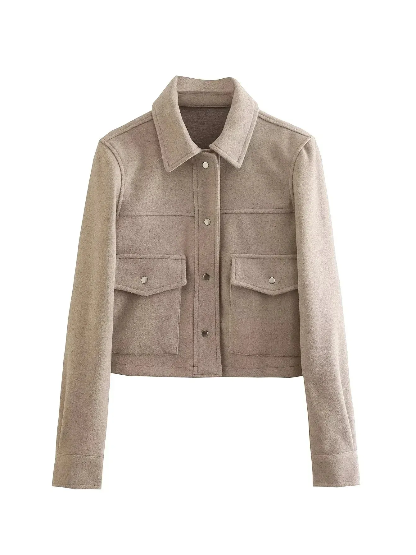 Jackets Womens Autumn Fashion Solid Front Pockets Button Long Sleeve Jacket Elegant Woman Casual Outerwear Coat