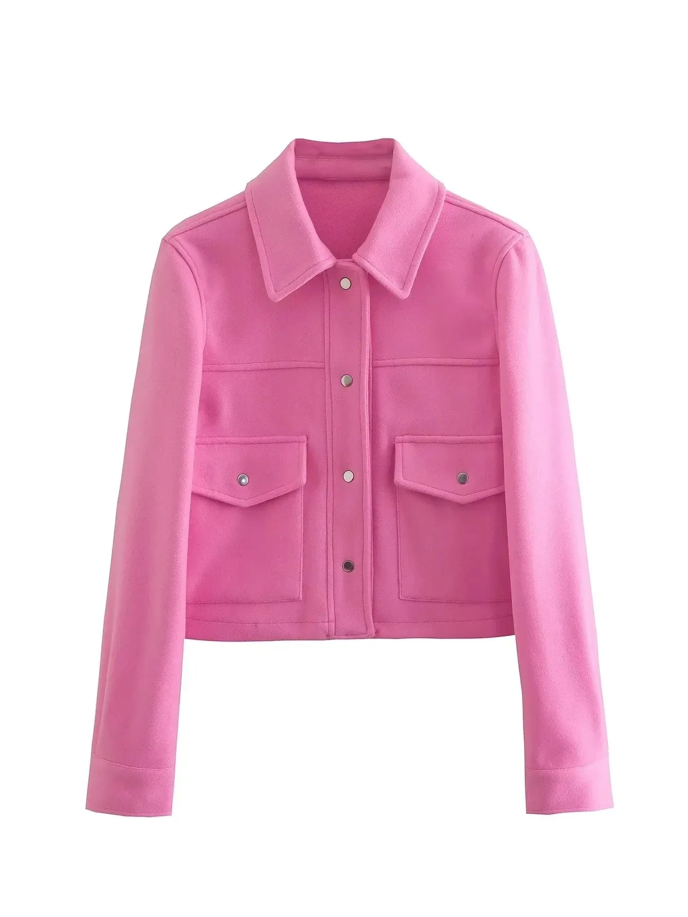 Jackets Womens Autumn Fashion Solid Front Pockets Button Long Sleeve Jacket Elegant Woman Casual Outerwear Coat