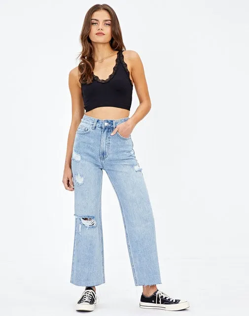 Jeans - Ripped Wide Leg Jean