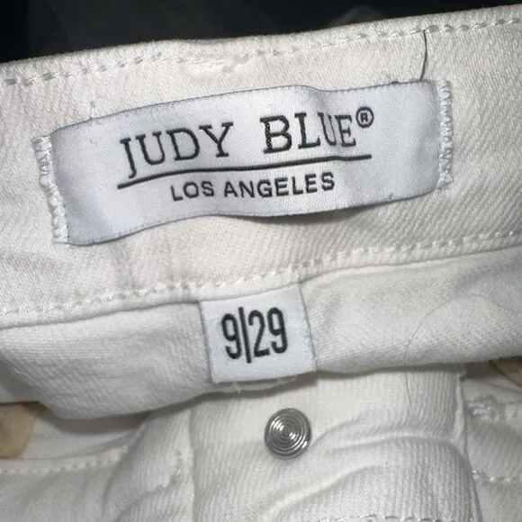 Judy Blue braided waistband wide leg jeans in white - Sz 9/29