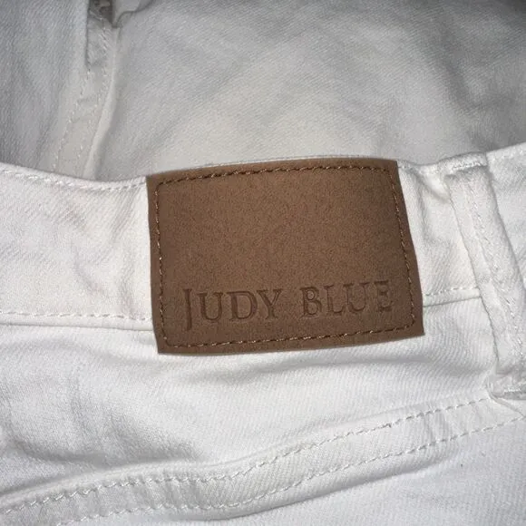 Judy Blue braided waistband wide leg jeans in white - Sz 9/29