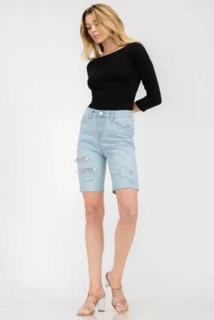 Judy Blue Reg/Plus High Rise Destroyed Cut Off Bermuda Shorts